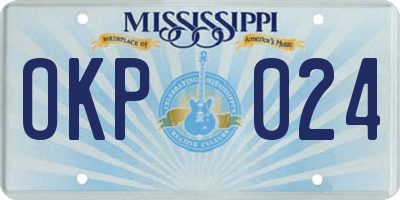MS license plate OKP024