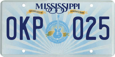 MS license plate OKP025