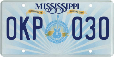 MS license plate OKP030