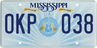 MS license plate OKP038