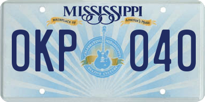 MS license plate OKP040