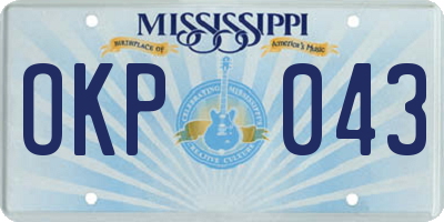 MS license plate OKP043