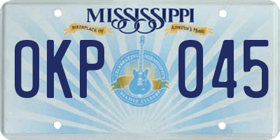 MS license plate OKP045