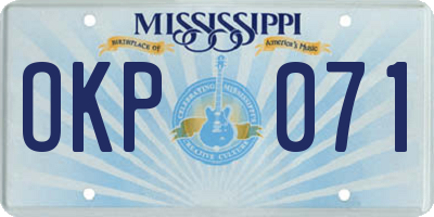 MS license plate OKP071