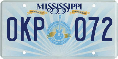 MS license plate OKP072
