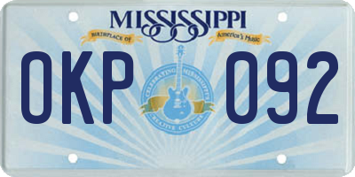 MS license plate OKP092