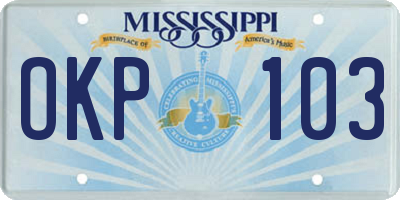 MS license plate OKP103