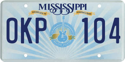 MS license plate OKP104