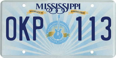 MS license plate OKP113