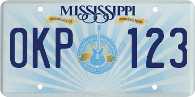 MS license plate OKP123