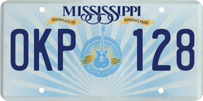 MS license plate OKP128