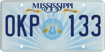 MS license plate OKP133