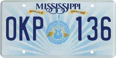 MS license plate OKP136