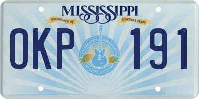 MS license plate OKP191