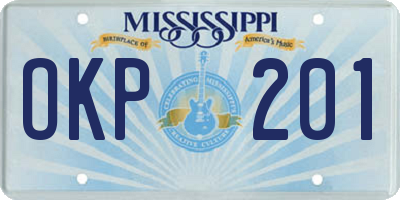 MS license plate OKP201