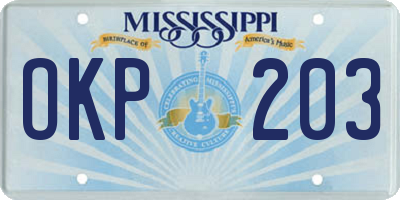 MS license plate OKP203