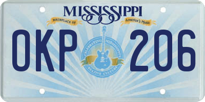 MS license plate OKP206
