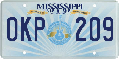 MS license plate OKP209