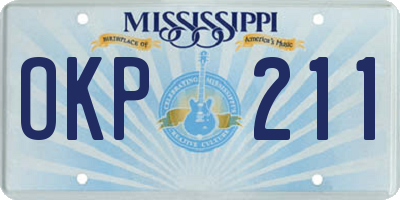 MS license plate OKP211