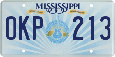 MS license plate OKP213
