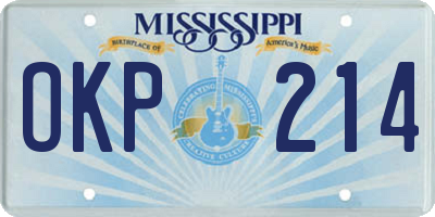 MS license plate OKP214
