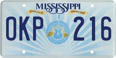 MS license plate OKP216