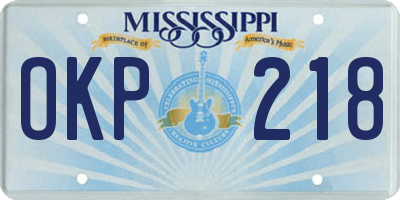 MS license plate OKP218