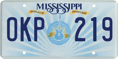 MS license plate OKP219