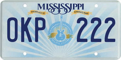 MS license plate OKP222