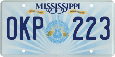 MS license plate OKP223