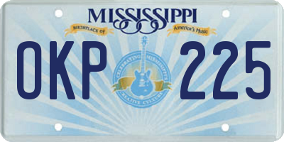 MS license plate OKP225