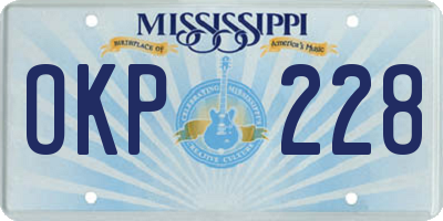 MS license plate OKP228
