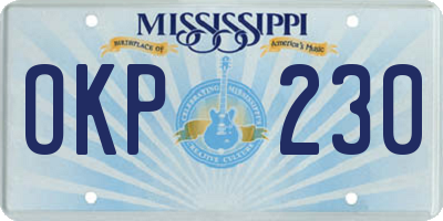 MS license plate OKP230