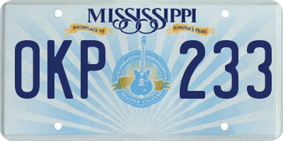 MS license plate OKP233