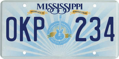 MS license plate OKP234