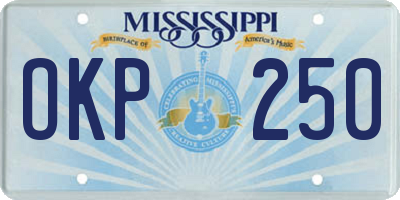 MS license plate OKP250