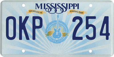MS license plate OKP254