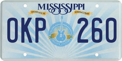 MS license plate OKP260
