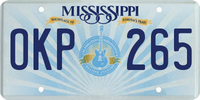 MS license plate OKP265