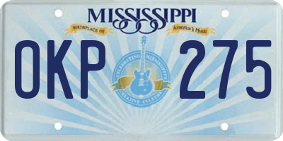 MS license plate OKP275