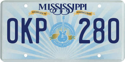 MS license plate OKP280