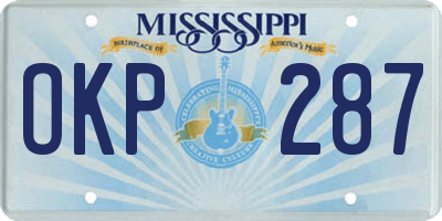 MS license plate OKP287