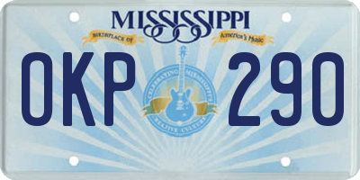 MS license plate OKP290
