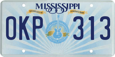 MS license plate OKP313