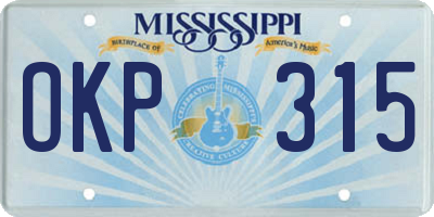 MS license plate OKP315