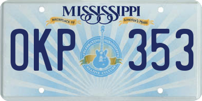MS license plate OKP353