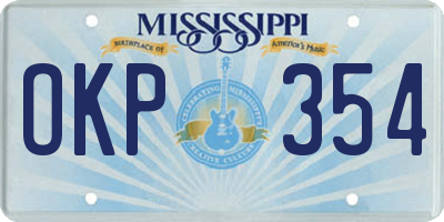 MS license plate OKP354