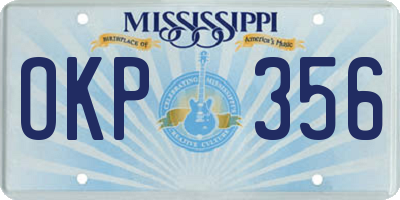 MS license plate OKP356