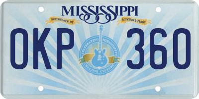 MS license plate OKP360