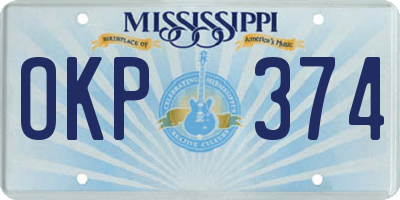 MS license plate OKP374